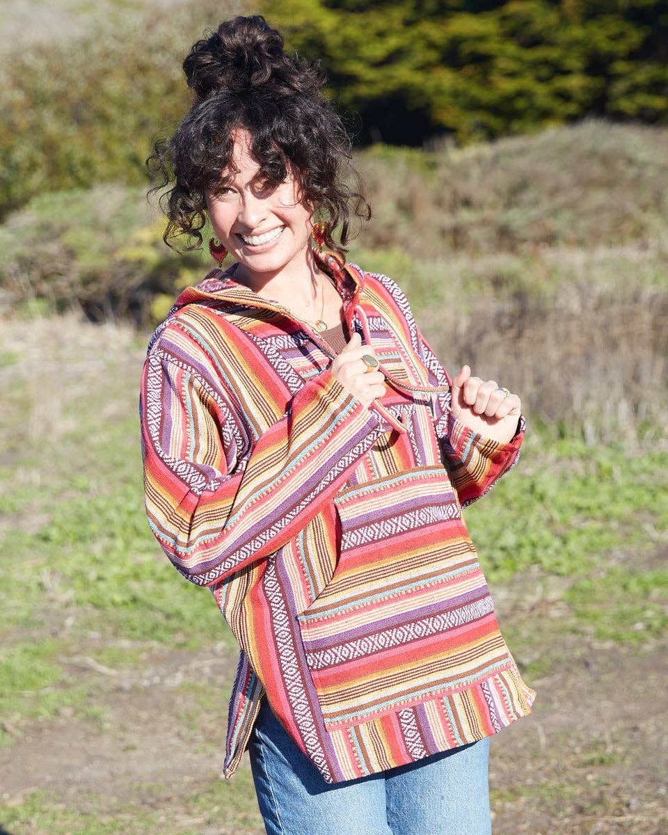 Gheri Cotton Baja Hoodie Red S M Grounded and Free